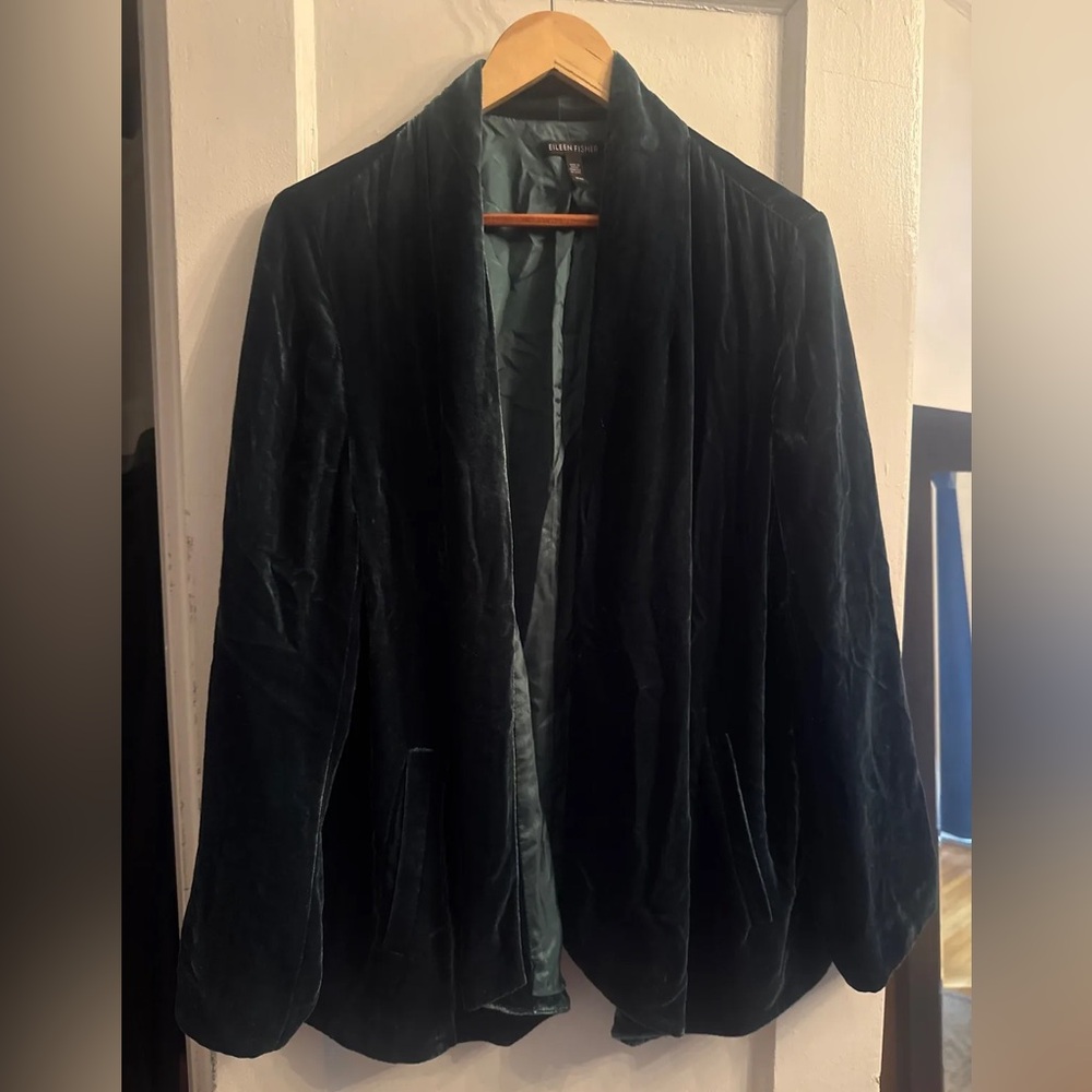 Eileen Fisher Velvet Blazer in Rich Teal